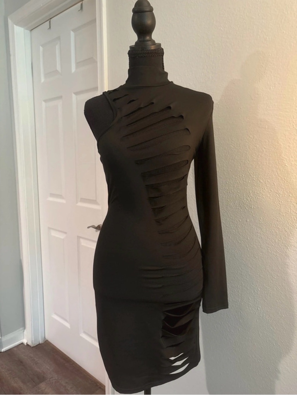 NWOT NYC Boutique One-Shoulder Black Cutout Bodycon Dress